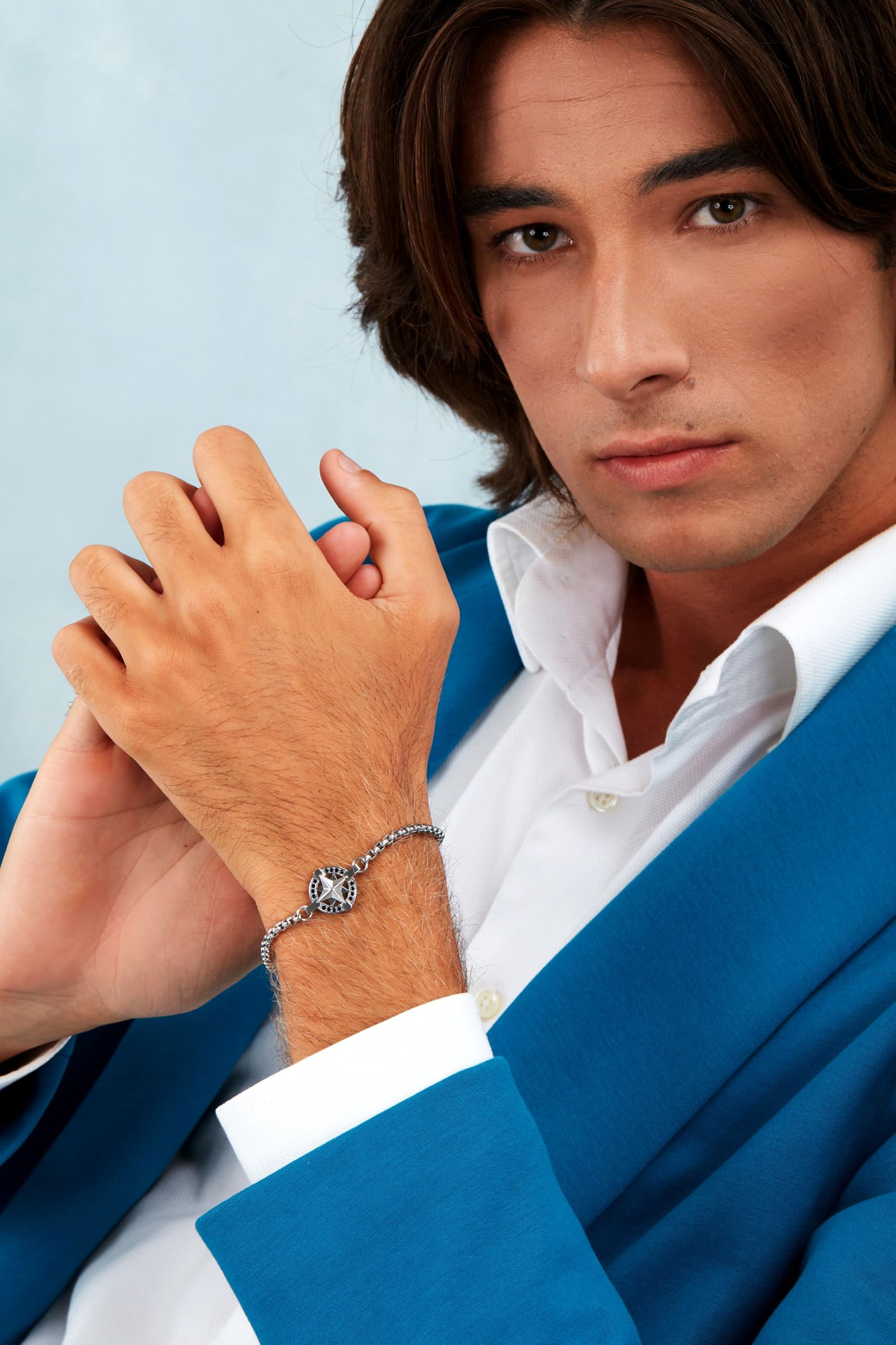Morellato Bracciale Uomo in Acciaio, Cristalli, Collezione Versilia, Rosa dei Venti - SAHB16