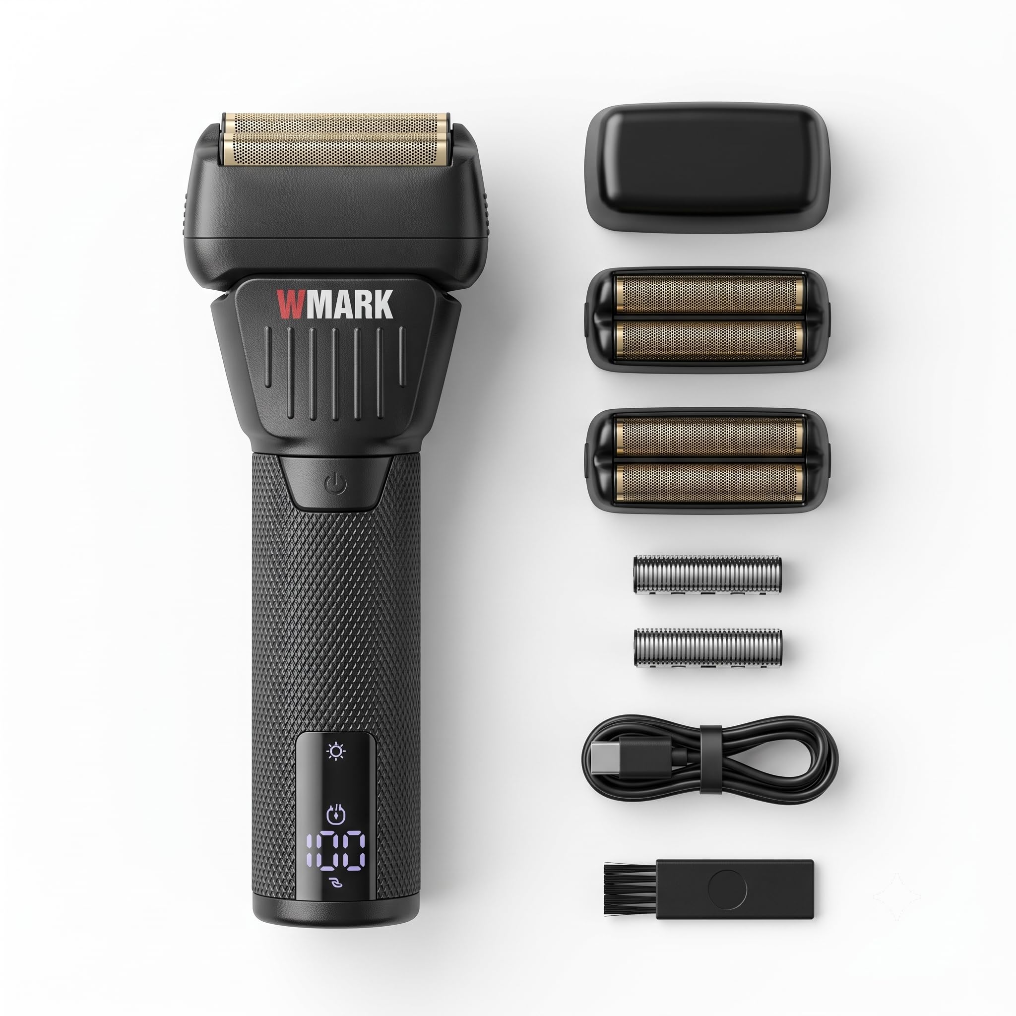 Afeitadora Eléctrica Hombre Foil - Maquina de Afeitar Cabeza Rapada y Barba, Afeitadora cabeza, Motor 9000RPM, IPX6, Batería 150min, LED, USB-C, Dry&Wet - WMARK NG-7982