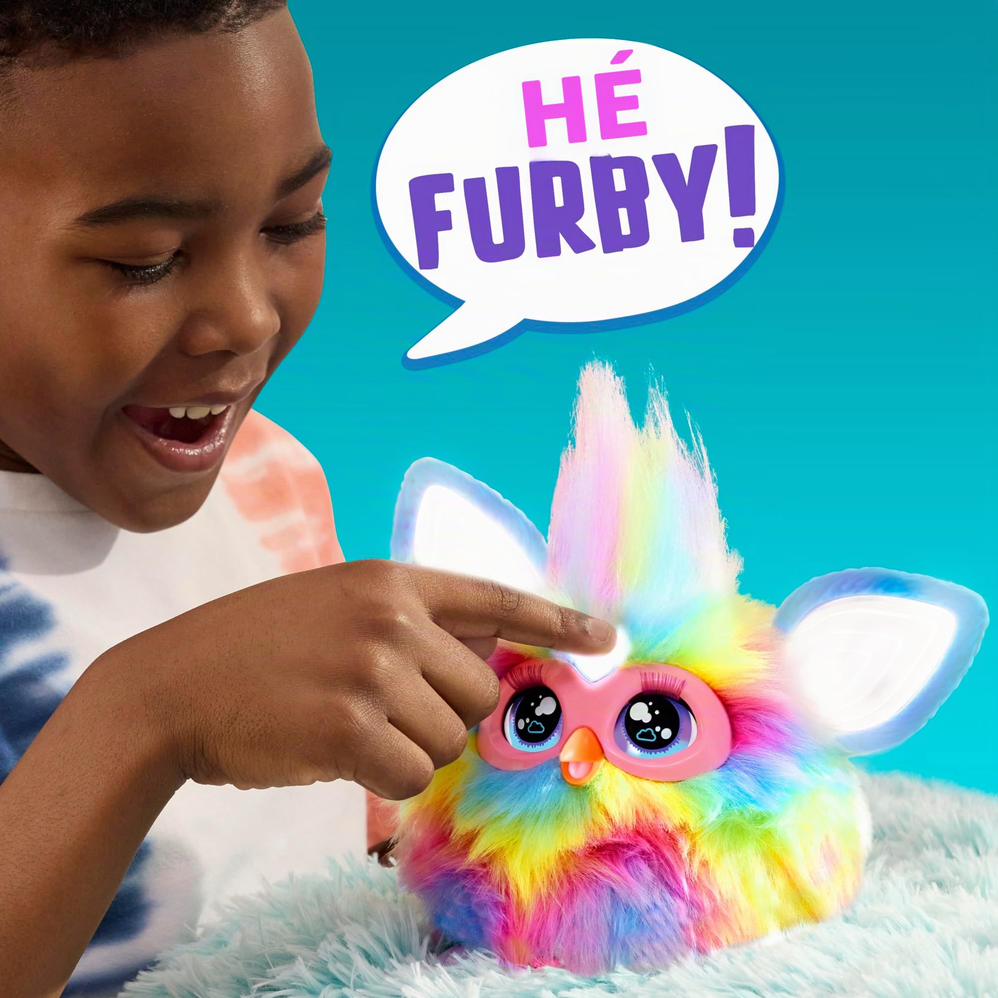 Furby Tie Dye, 15 accessoires de mode, jouets interactifs en peluche pour filles et garçons de 6 ans, animatronique à activation vocale