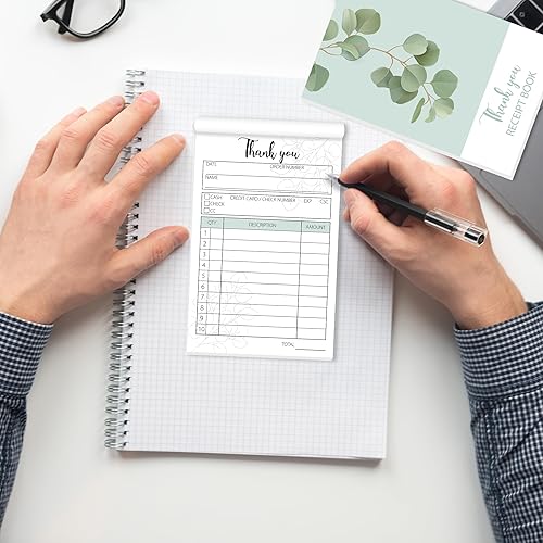 Miniatura 9 de Lesnala Libro de facturas de 2 piezas, libros de facturas, 2 partes sin carbono, blocs de facturas para pequeñas empresas NCR declaración de