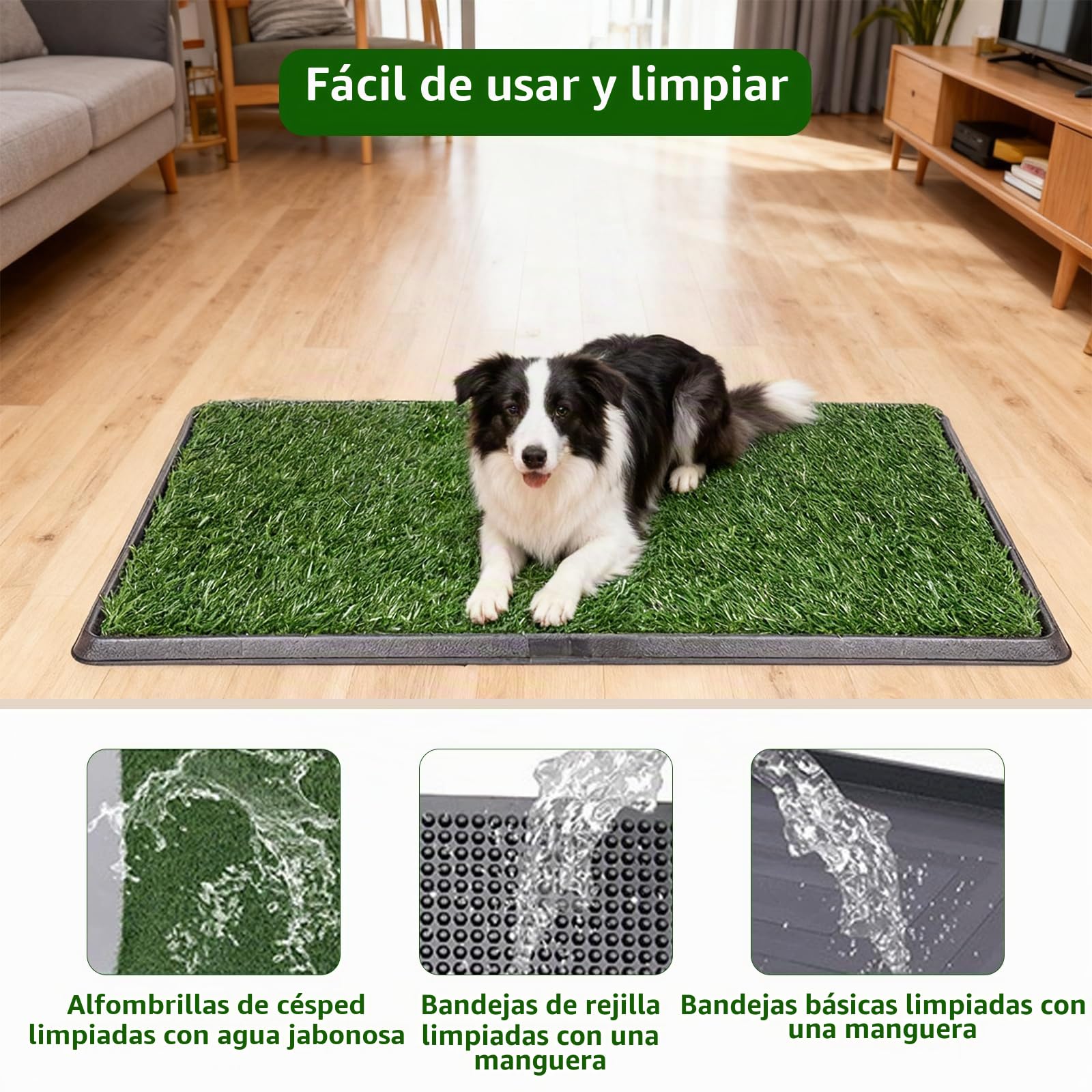 Inodoro para Perros con Bandeja, Sistema de Entrenamiento de césped Artificial, Alfombrilla Reutilizable para Perros, Inodoro portátil para Perros para Interiores y Exteriores, para Limpieza en casa