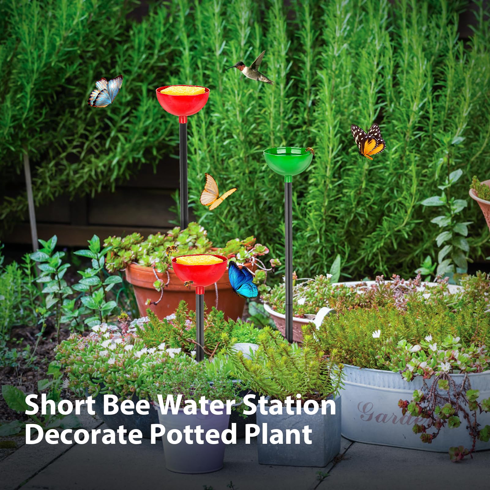 2er-Pack Bienen- & Schmetterlings-Bewässerungsstation – Gelbe Gartendekoration & Sichere Tränke Für Bestäuber