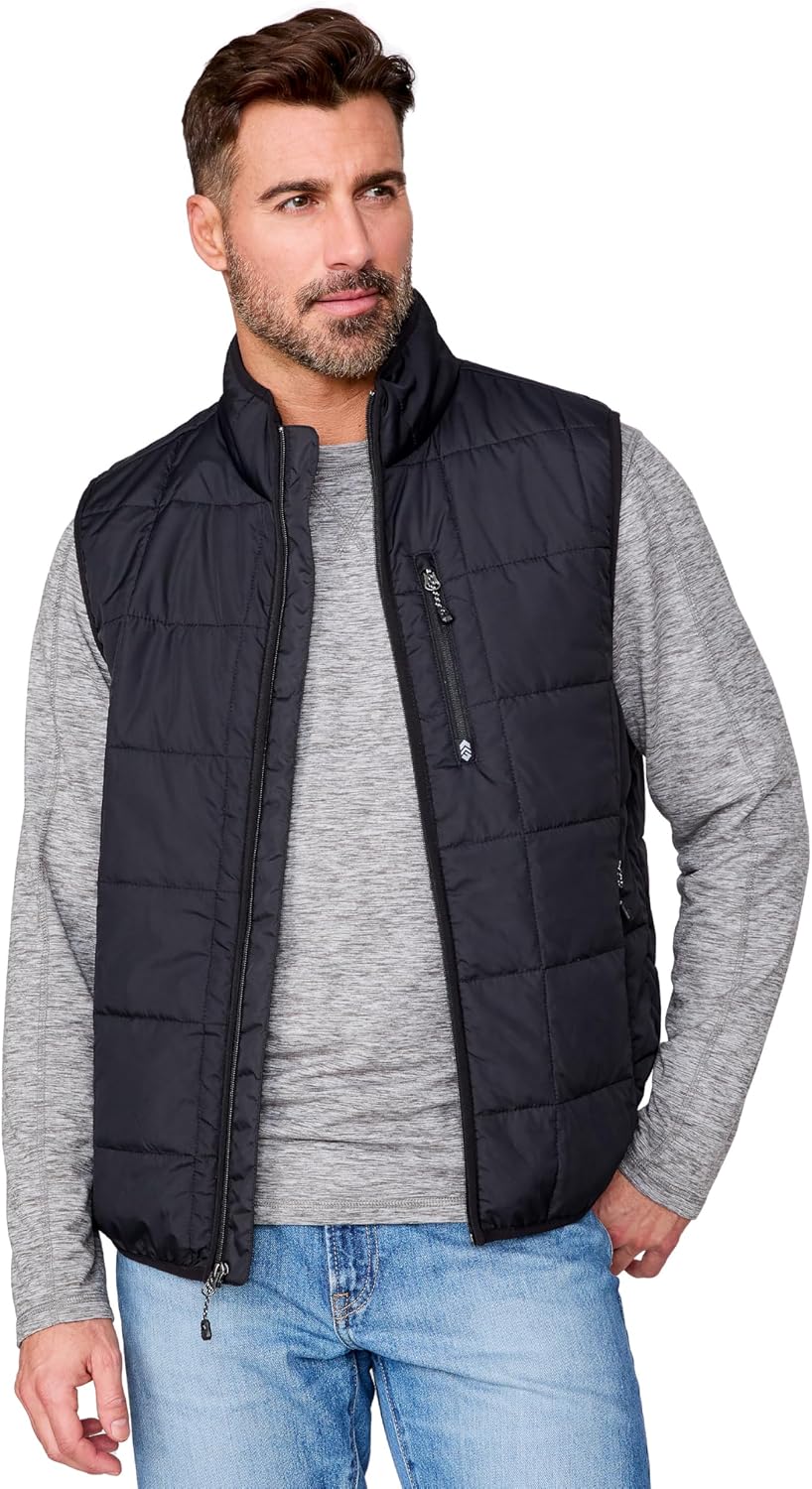 Free Country Mens Puffer Vest Lightweight Warm Jacket with Pockets Sleeveless Outdoor Packable Work Jacket for Men-Stimson - Image 2