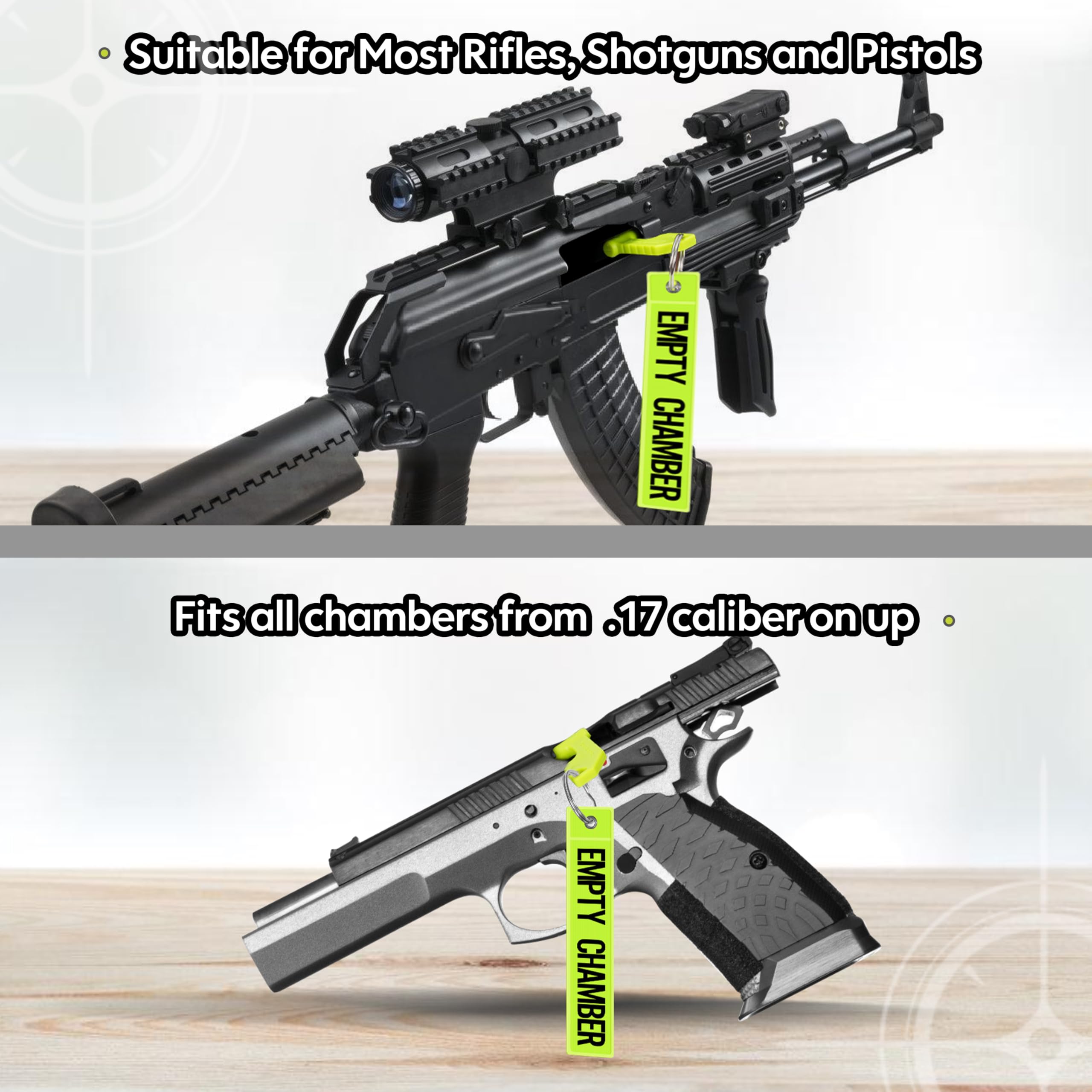 BOOSTEADY Bandierine di Sicurezza per Camera con Riflettente Brillante - Accessori Universali per Fucili, Pistole e Fucili a Canna Liscia (Confezione da 10)