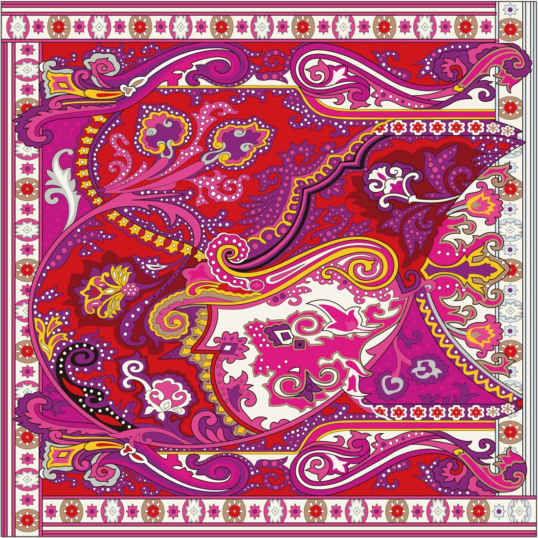 LORENZO CANA Foulard pour la femme – écharpe à la mode de 100% soie pour le printemps et l´été avec les mesures de 110 x 110 cm – soyeux, élégant et très coloré – une sensation de luxe