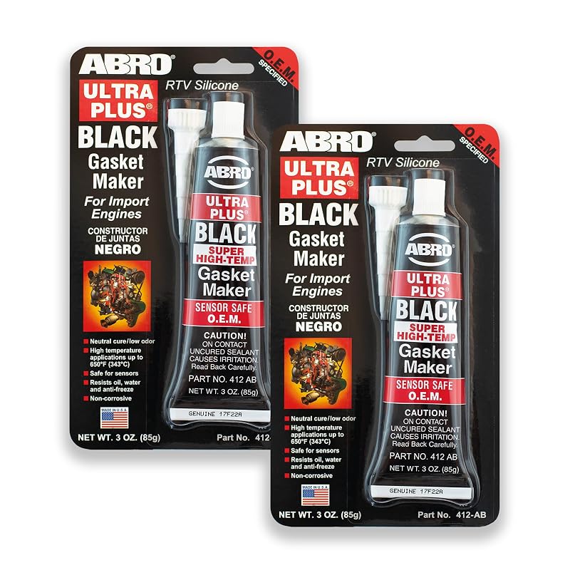 Formador de Juntas RTV de Silicone ABRO Ultra Plus 999, até 343 °C, Preto, 2 unidades de 85 g