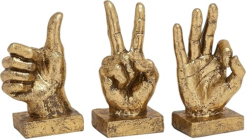 CosmoLiving by Cosmopolitan - Escultura decorativa de manos de Polystone para decoración del hogar, juego de 3 figuras decorativas de 7 pulgadas, 7