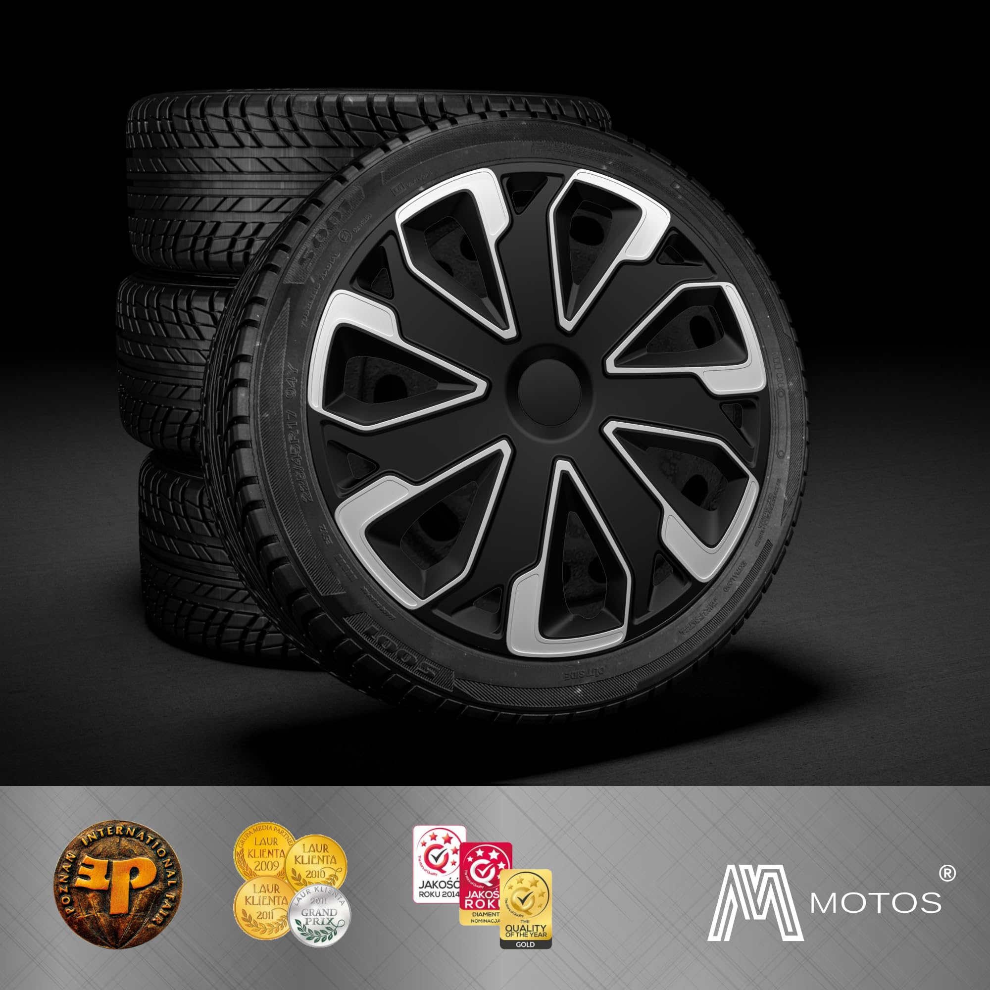 M MOTOS Jeu de 4 enjoliveurs 16 Pouces - Riez des Rayures avec Ces enjoliveurs 16 Pouces Souples et légers. Facile à Installer, Aucun Outil nécessaire, Protection Contre la décoloration!