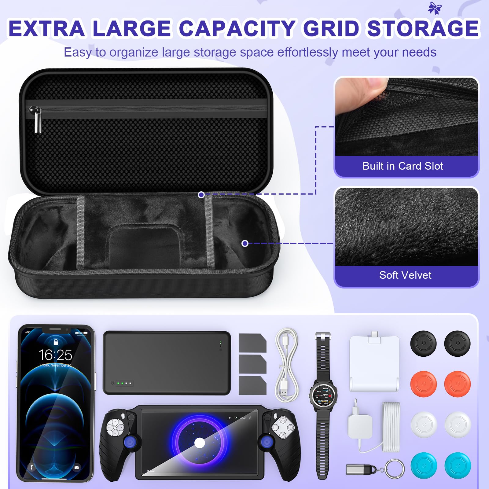 Set di accessori 14 in 1 per PlayStation Portal, custodia da trasporto per PS Portal, dock di ricarica magnetico con custodia in silicone per portale PS5, con 2 pellicole protettive, auricolari