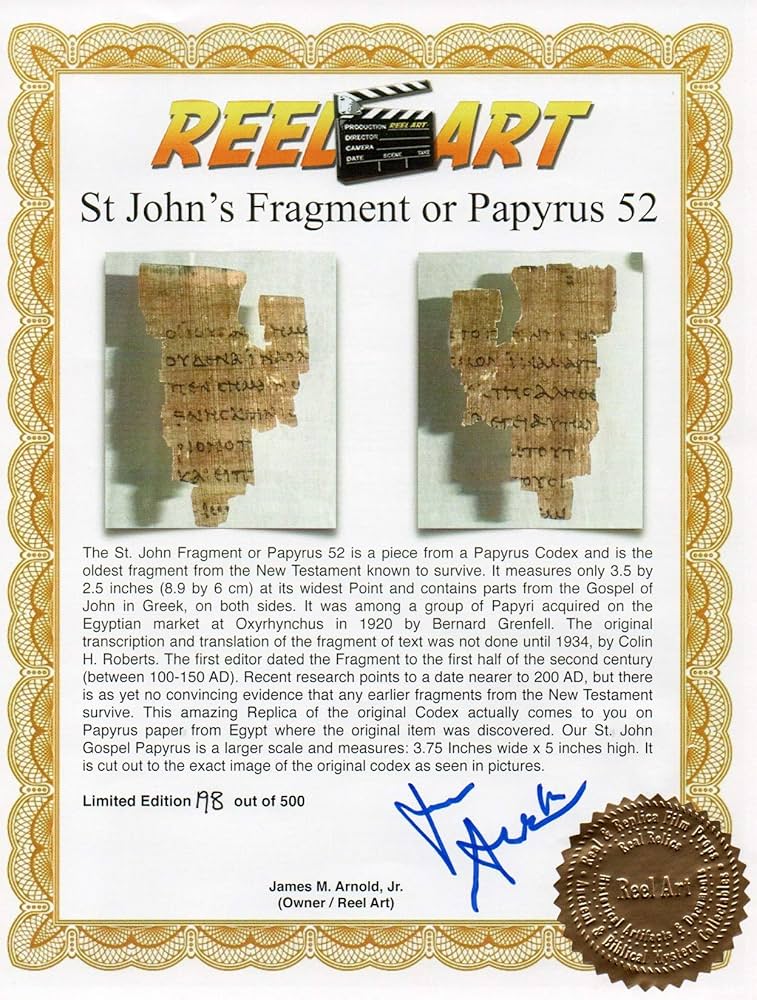 Amazon.com: St John Papyrus 52 Fragment The Oldest New