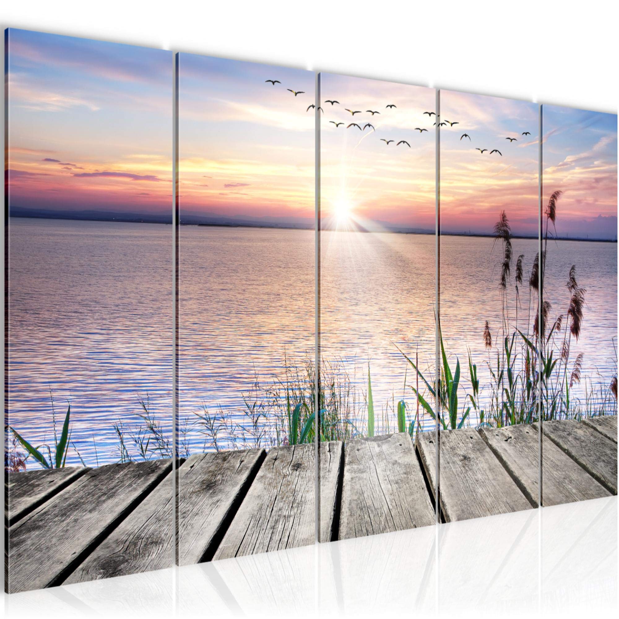 Runa Art G Picture Xxl Bridge Lakeside 200 X 80 Cm Multicolored 5 Piece Set - Made In Ermany - 034355A