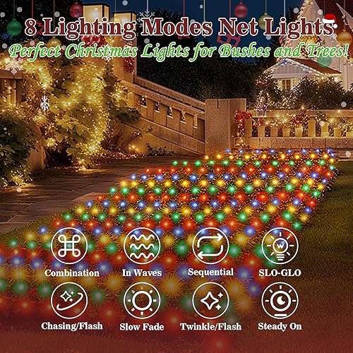 Miniatura 5 de Luces de red de Navidad de 360 luces LED para exteriores, 12 x 5 pies, luces de malla de Navidad conectables, IP67, impermeables, coloridas