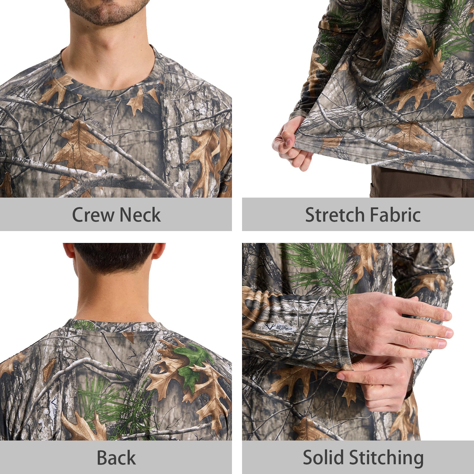 LOOGU Men’s Hunting Camo Shirt Lightweight, Camouflage Shirts for Men Long Sleeve Shirt for Fishing Hiking Camping