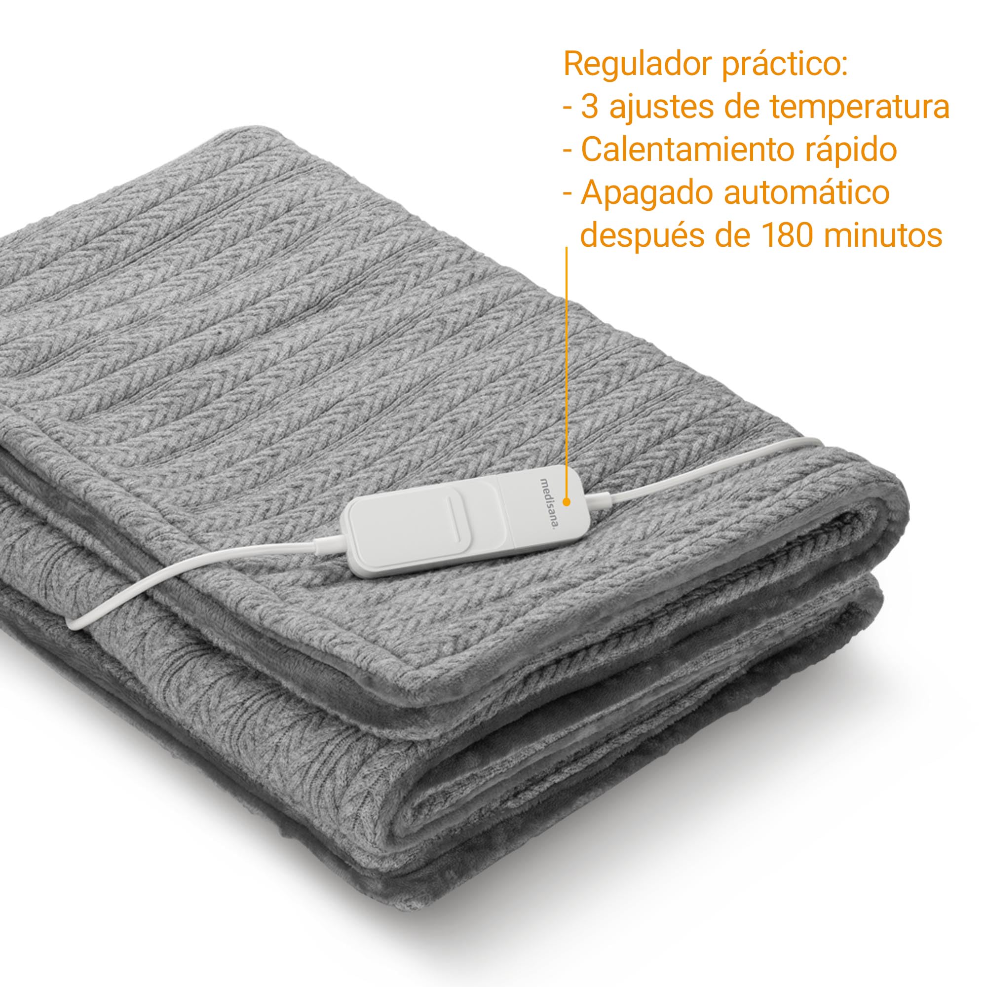 medisana HB 680 manta electrica, manta termica, esterilla eléctrica | con 3 niveles de temperatura, con apagado automático y protección contra sobrecalentamiento, diseño de punto, 160x120 cm