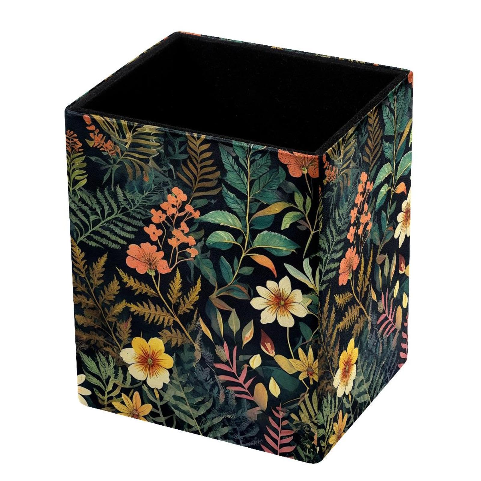 VAPOKF Pencil Holders for Desk, Wildflowers Printed Pen Holders Pen Pot Makeup Brushes Storage Desktop Stationery Supplies Organiser for Home Office