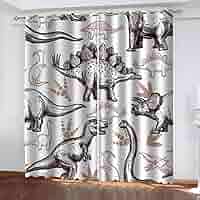JYNVOAT Tende Termiche Per Finestre Con Stampa Dinosauro - 2 Pannelli 75x166 Cm, 100% Poliestere, Per Cameretta Bambini - Foto 8