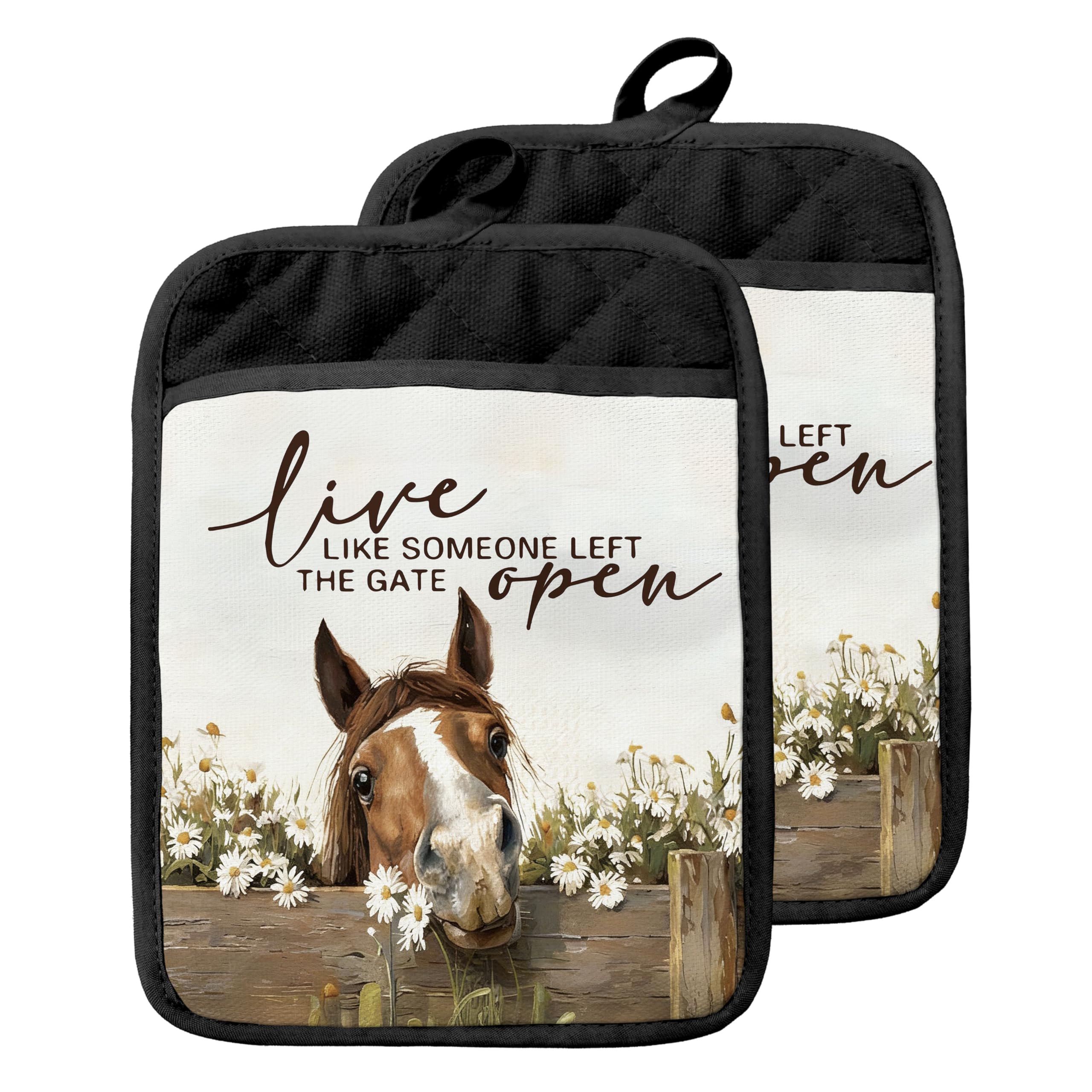 Maniques cheval de ferme isolantes : cuisinez en toute sécurité avec style rustique