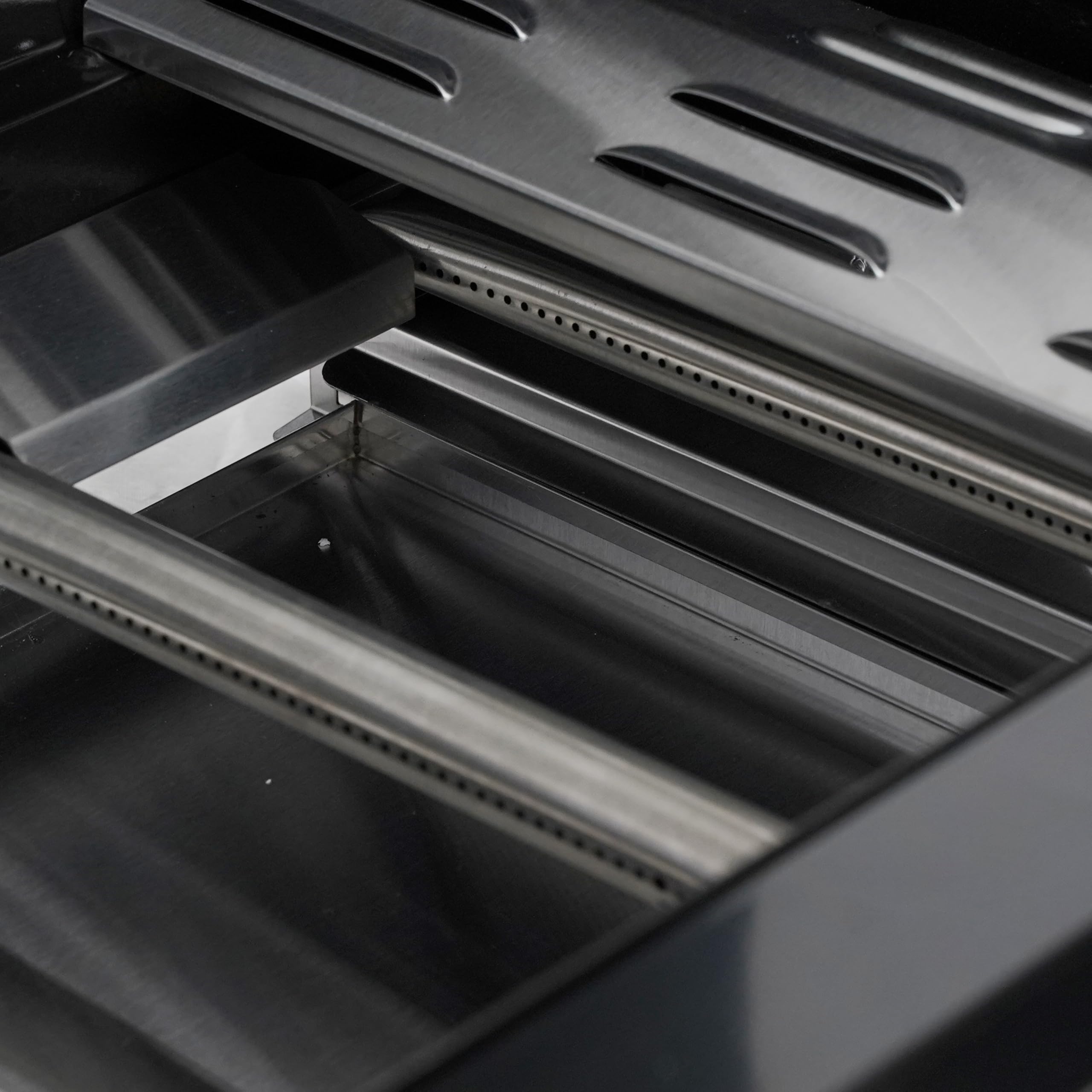 Barbecue da Incasso o Appoggio a Gas GPL 4 Fuochi 14 kW Grill in Acciaio Inox con Coperchio Griglie in Ghisa BBQ Built-in Professionale per Cucina Outdoor (Nero)