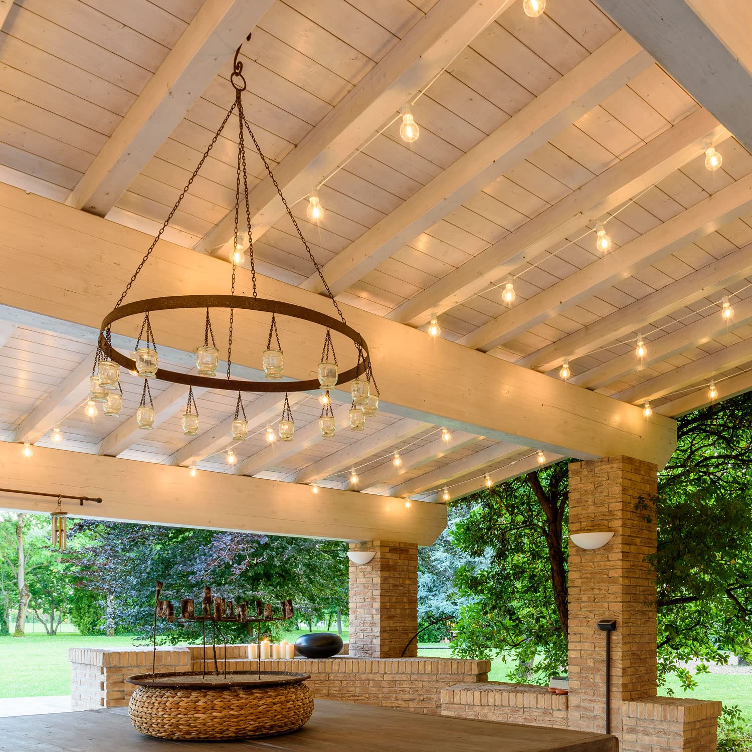 m MU 10Metri Catena Luminosa da Esterno, 10 Portalampade E27 Cavo Bianco Prolungabile fino a 100m, IP54 Impermeabile per Giardino, Terrazzo, Feste e Matrimonio - 10Metri Bianco
