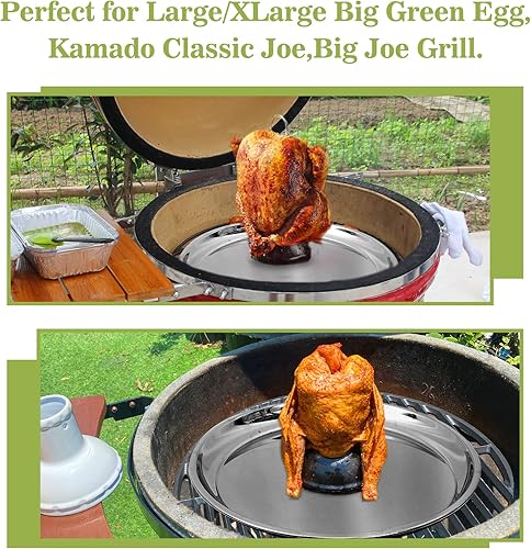 Miniatura 5 de Bandeja de goteo de acero inoxidable de 16 pulgadas para Kamado Joe Classic Joe & Big Joe, parrillas de huevos verdes grandes y grandes, bandeja de