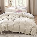 Bedsure Oat Milk Duvet Cover Queen Size - 3 Pieces Prewashed Cotton-Like Polyester Extra Soft Bedding Set, Includes 1 Duvet Cover 90x90 Inches with Zipper Closure & 2 Pillow Shams, No Comforter