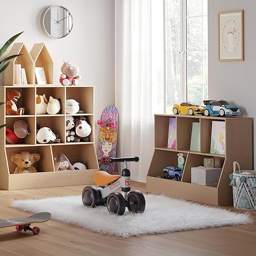 Miniatura 7 de DINZI LVJ Organizador de almacenamiento de juguetes, estantería para niños, armario de almacenamiento de juguetes de madera, estantería para niños