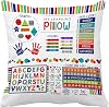 Learning Chart 18x18 Inch Throw Pillow Cover,Book Reading Educational Corner ABCs Cushion Case,School Classroom Home Room Teacher Teaching Student Kid Child Children Boy Girl Gift Pillowcase