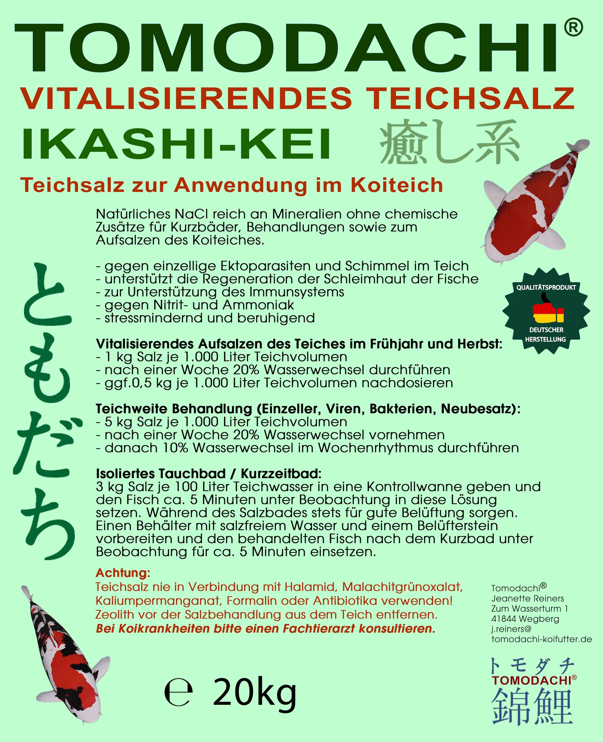 Teichsalz Natursalz gegen Nitrit Ammoniak Stress Koi 20kg Sack