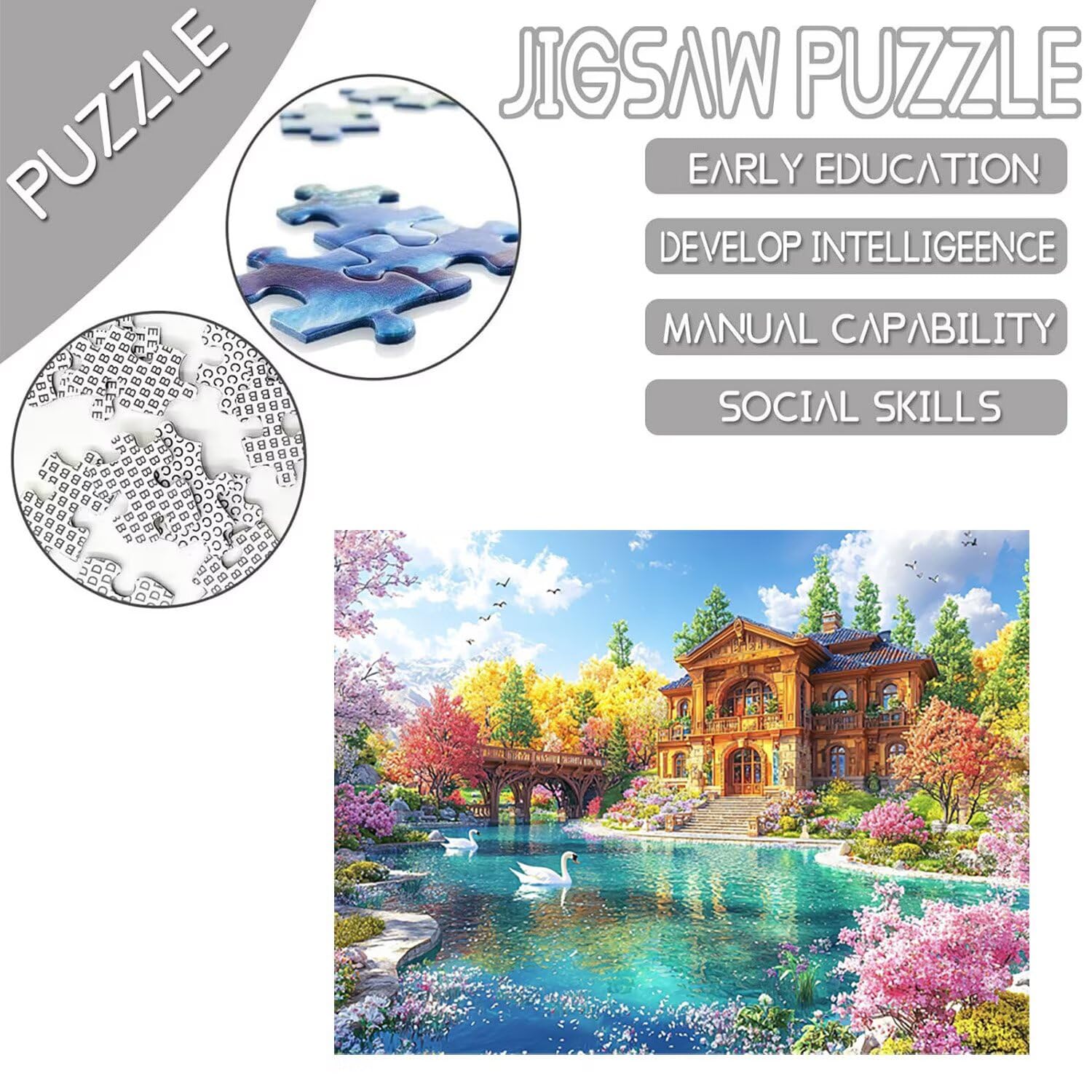 Puzzle de 6000 Piezas Puzzle Adultos 179x105cm Juego Educativo Regalos Rompecabezas para Adultos y niños a Partir de 14 Años, Regalo Creativo para la Relajación - (Villa paisajística) t-198