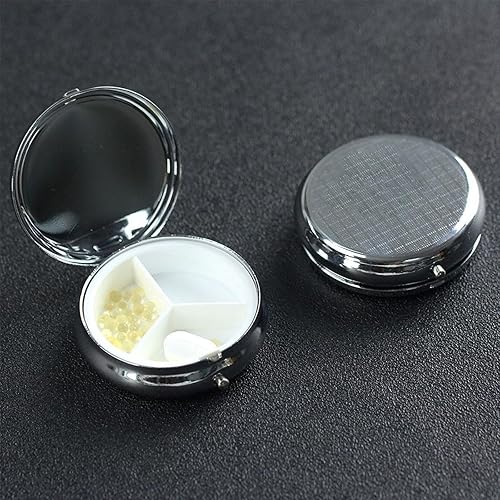 Miniatura 5 de Whisky Beer Pictures Print Round Pill Box 3 Compartment Medicine Pill Case Portable Pill Container for Daily Medicine Supplement Vitamin