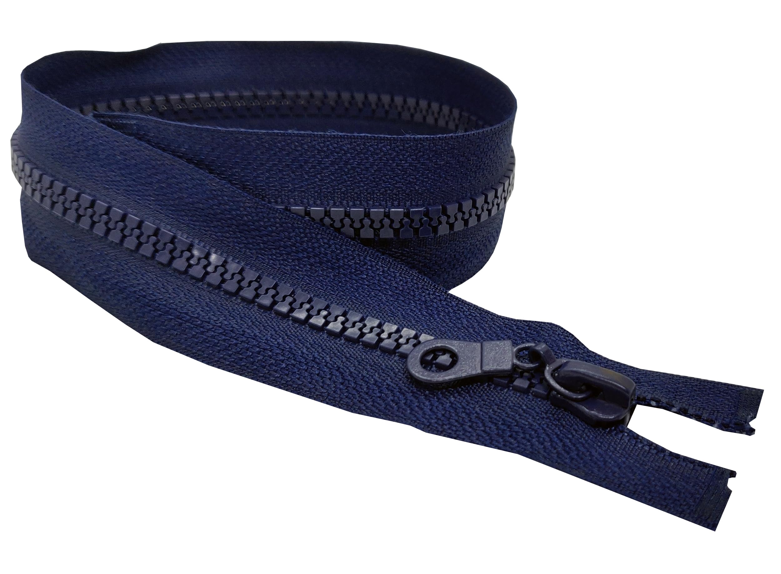 Zips & Bobs Navy Blue 1Pc Chunky Zip Size #5 Open-End Type Single One Way Slider Resing Fastener Zip Repair For Jackets Fleeces Coats Medium-Weight Plastic Teeth (85Cm (33.5") Long)