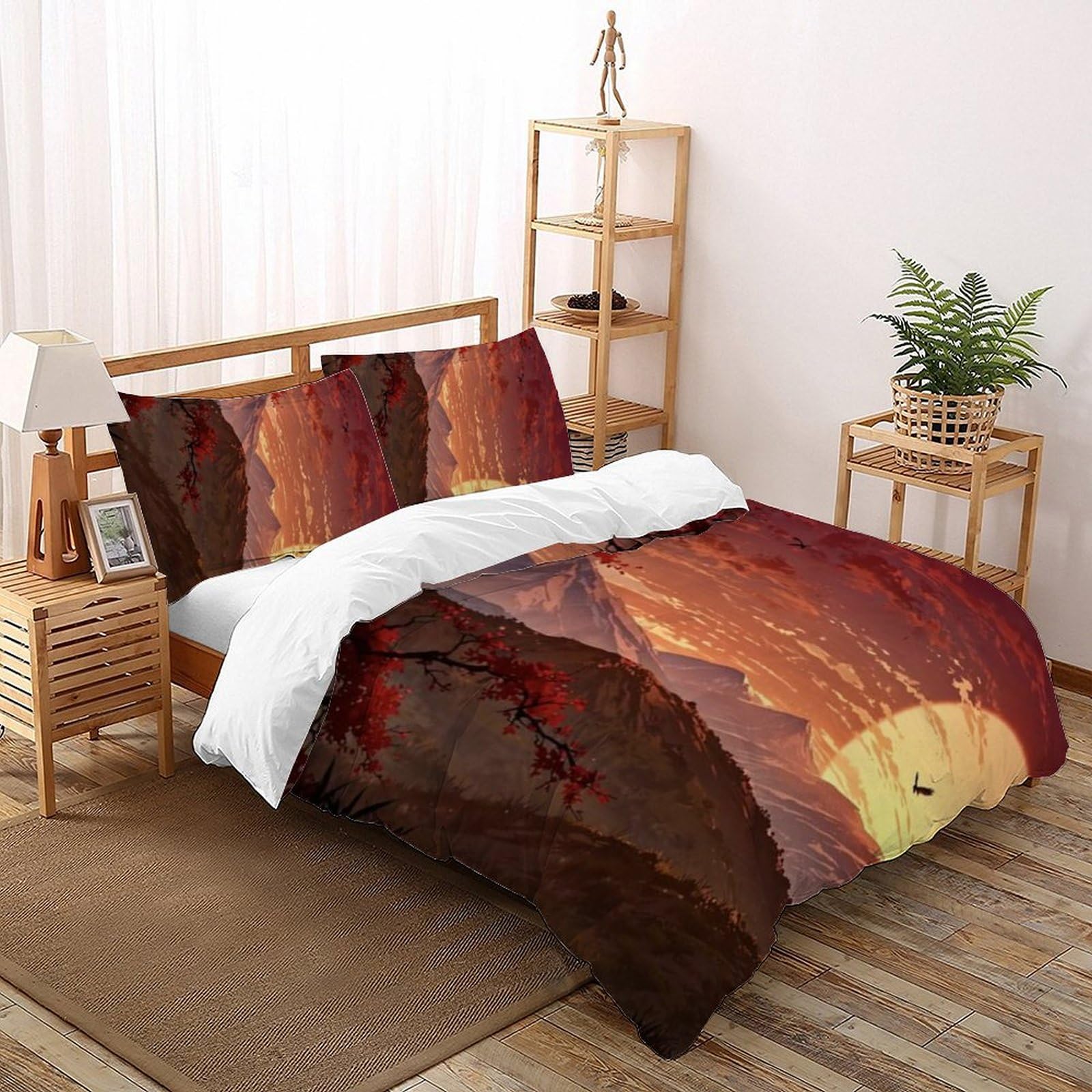 Housse de couette imprimé 3D paysage romantique en microfibre premium