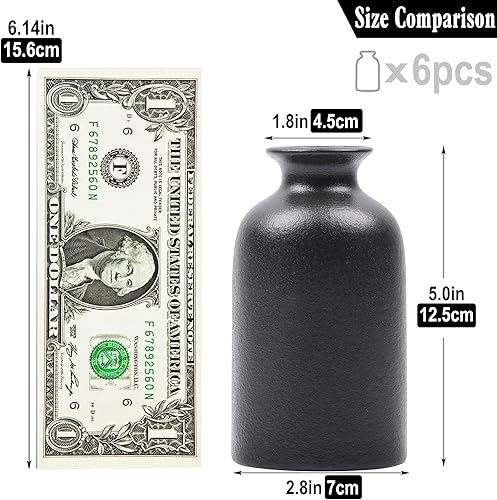Miniatura 2 de Jarrón pequeño negro para decoración, paquete de 6 jarrones de cerámica para hierba de las pampas, jarrón bohemio para decoración del hogar, jarrón