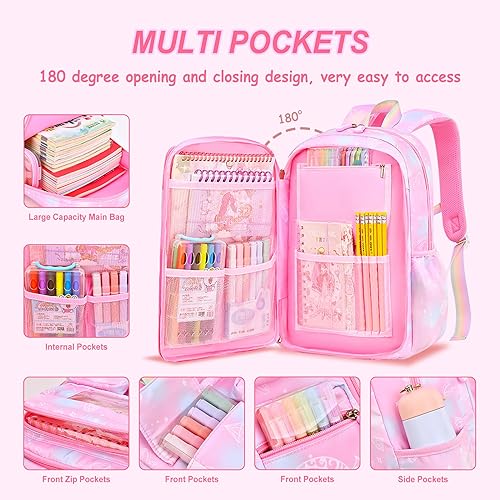 Miniatura 3 de Juego de 4 mochilas kawaii, lindo estampado de corazón, bolsa para portátil de gran capacidad, mochila de hombro doble de 17 pulgadas