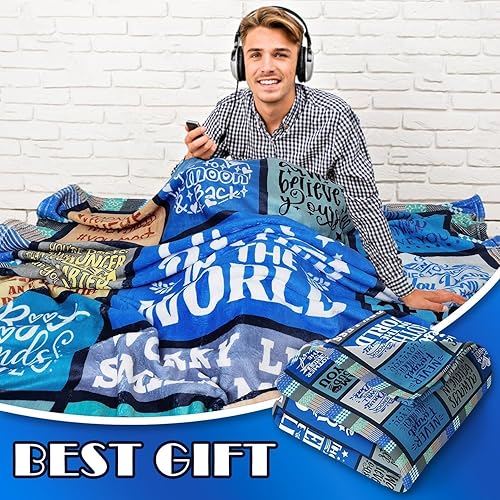 Miniatura 3 de Manta con texto en inglés To My Son from Mom Dad, regalos de cumpleaños para hijo, regalos de mamá para hijo adulto, ideas de regalo de cumpleaños,