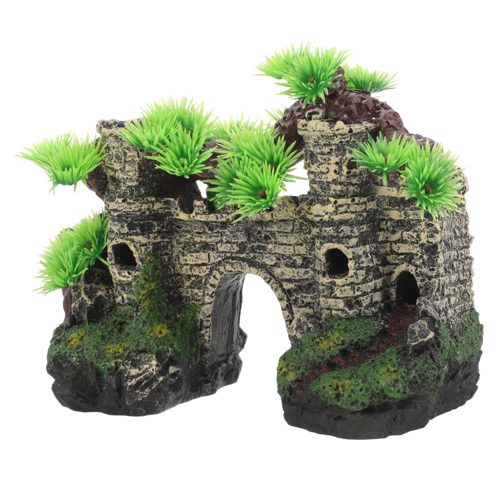 Amosfun 3 Pezzi castello dell'acquario Decor del serbatoio di pesce UV piante decorative per acquari decorazione di pesce castello acquario artificiale decorazione dell'acquario resina