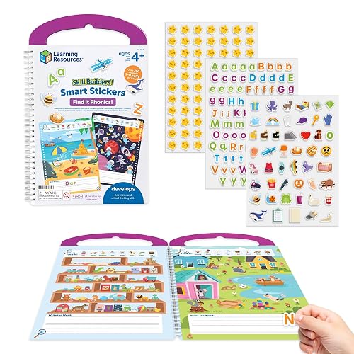 Learning Resources Skill Builders! Smart Stickers Find It Phonics - Preschool Learning, Montessori Busy Book, Toddler Learning Books, Phonics Flashcards, Learn to Read Kindergarten Busy Book, Ages 4+
