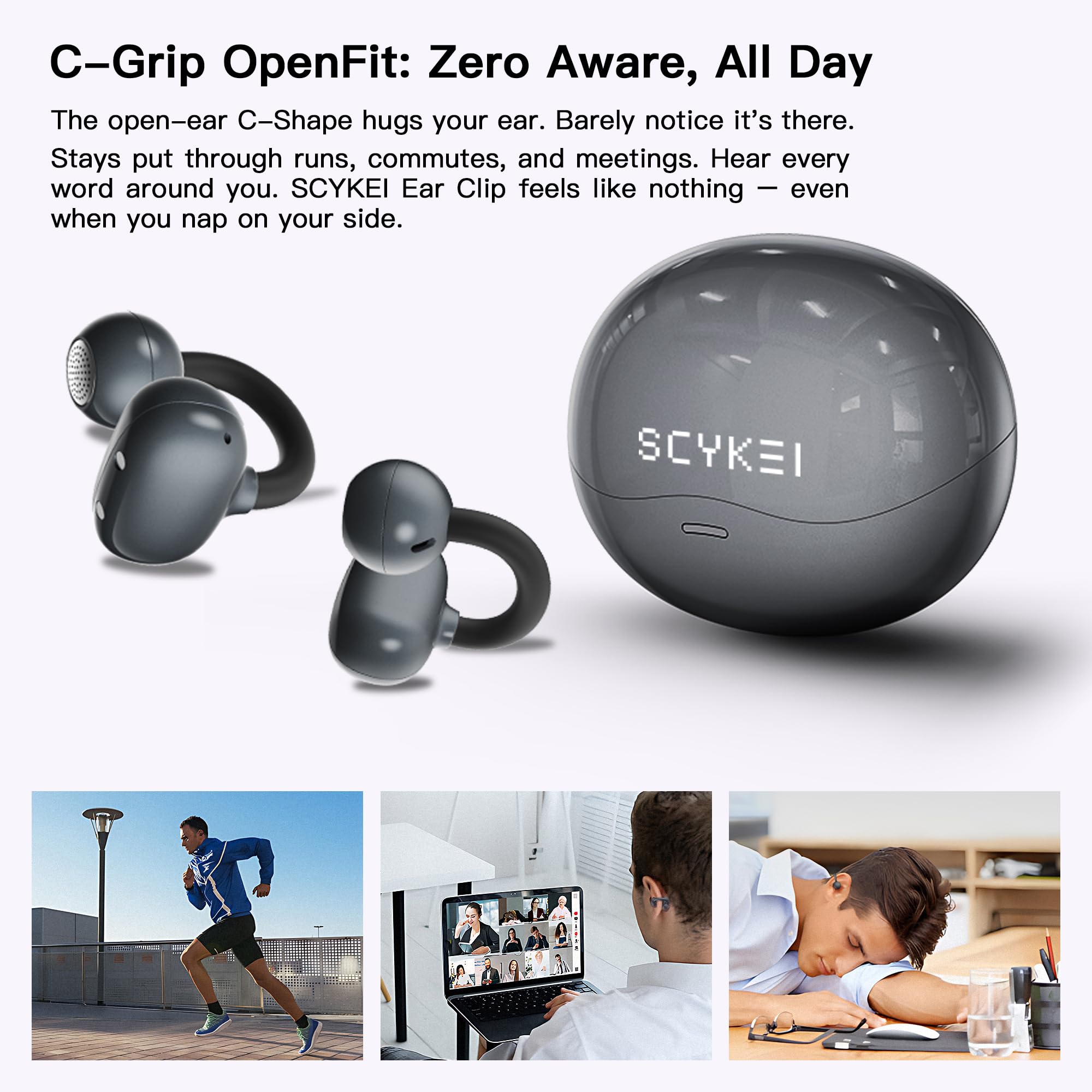 Cuffie aperte OWS da appendere auricolari wireless Bluetooth 5.4 con microfono IPX4 impermeabile 30H riproduzione sportiva a conduzione ossea auricolari adatti per orecchie piccole e portatori di