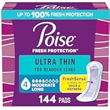 Ultra Thin Incontinence Pads & Postpartum Pads for Bladder Leaks&comma; 4 Drop Moderate Absorbency&comma; Long Length&comma; 144 Count&comma; Packaging May Vary