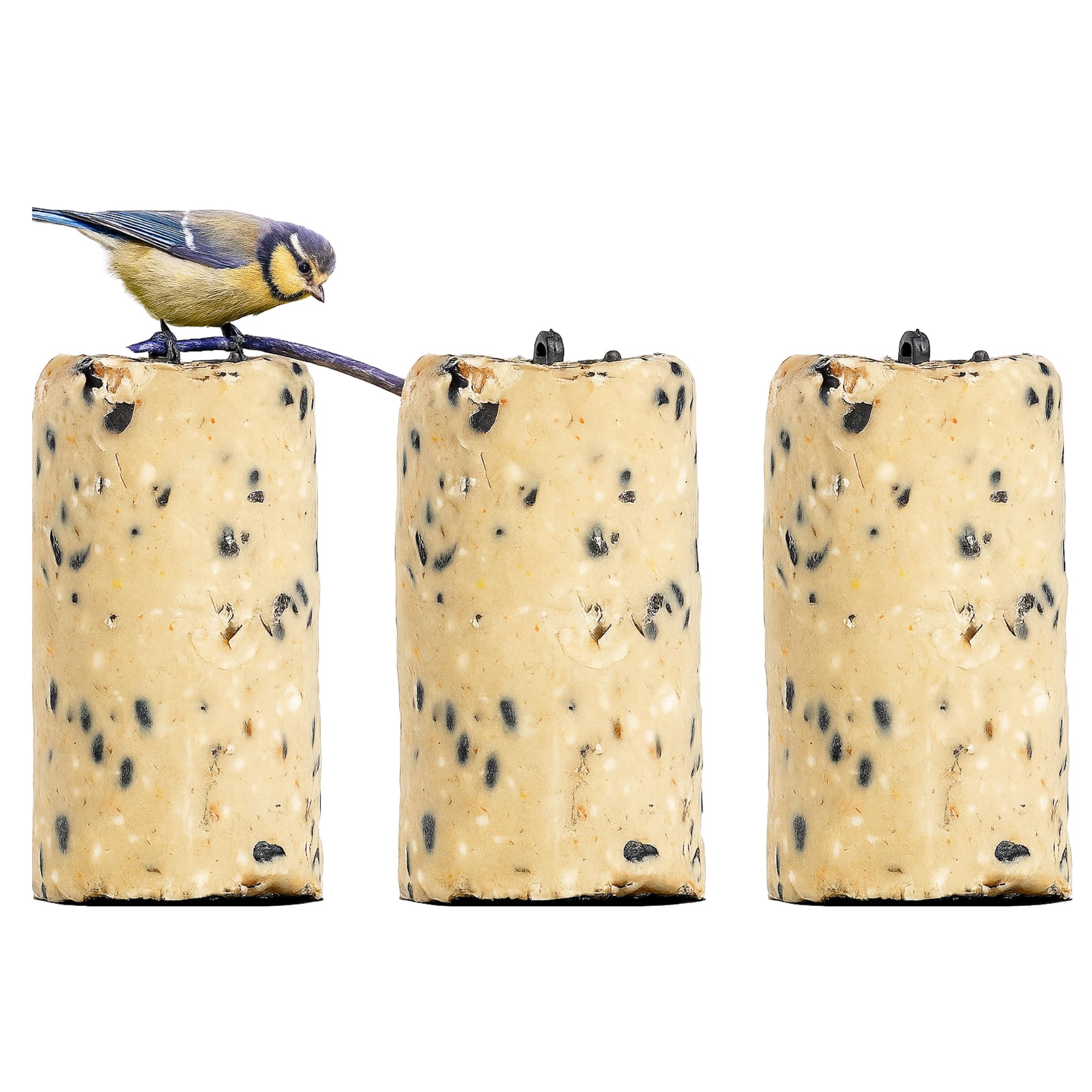 Grumpy Gardener Suet Logs Bird Food –1200g Blend of Tallow & Bird Peanuts, Black Sunflower Seeds for Birds, Wild Bird Feed Blocks, Alternative to Suet Pellets, Nutrient-Rich All Seasons (3, 1.2 Kg)