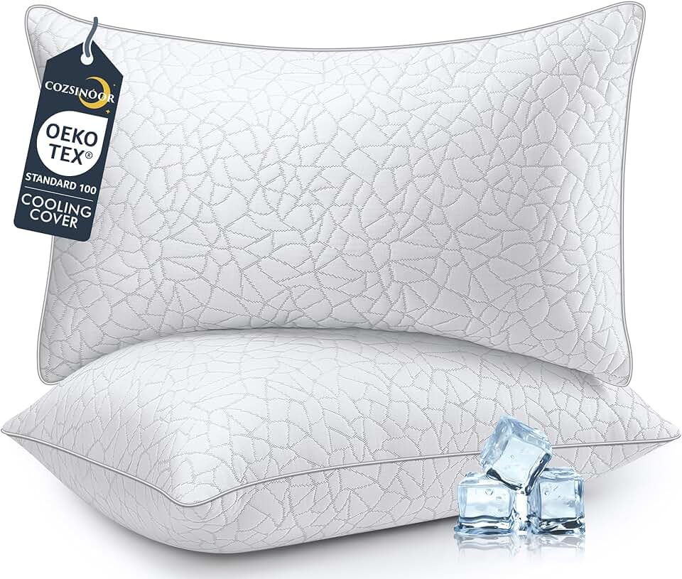 COZSINOOR Queen Size Cooling Bed Pillows - Premium Down Alternative Pillows Set of 2 for Side, Back, and Stomach Sleepers Hotel Quality Plush Soft Microfiber Fill Breathable Skin-Friendly