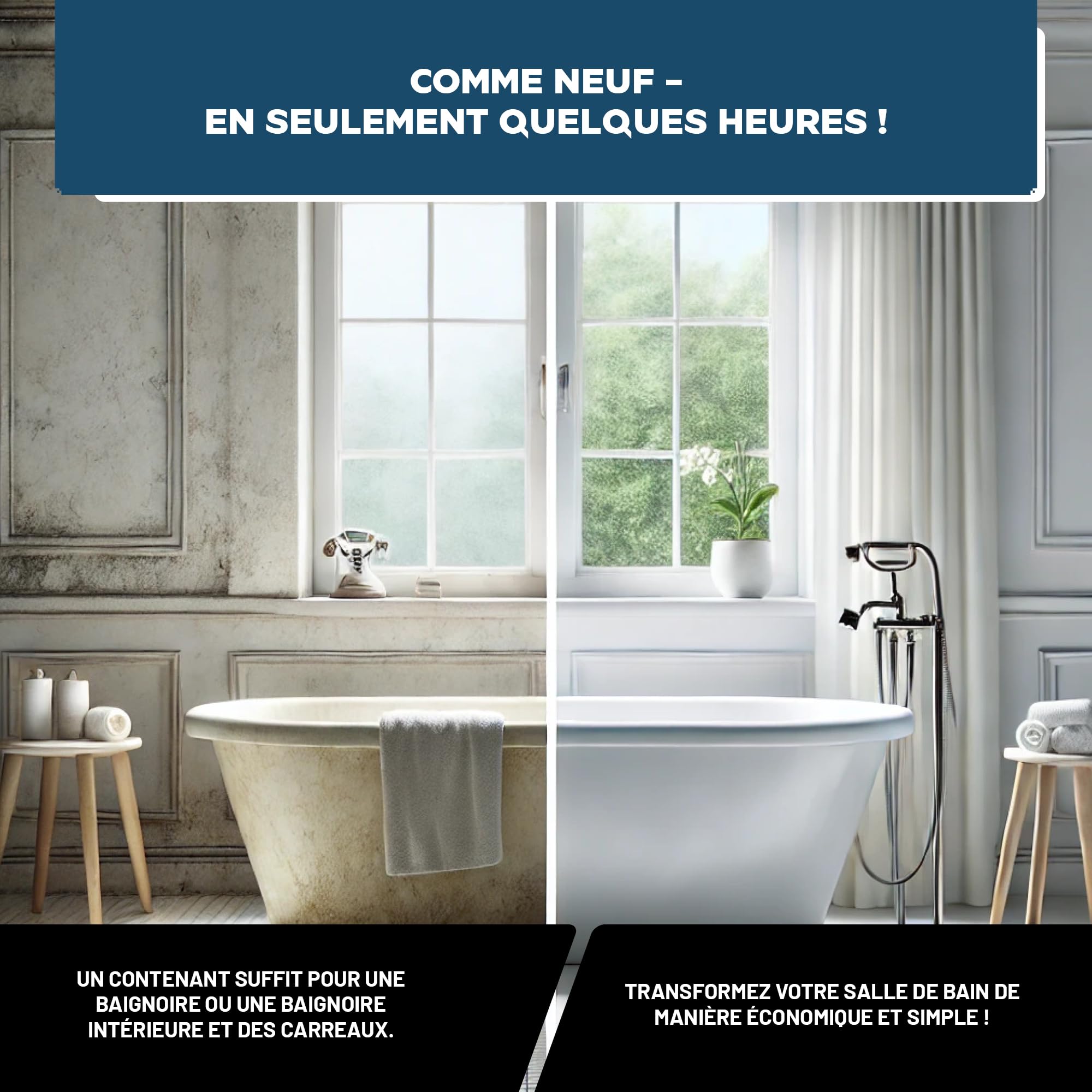 LM-Kreativ Peinture pour Baignoire 3 en 1 2K 500 ml - Bleu Fresco - Peinture pour Carrelage de Salle de Bain, Baignoires, Receveurs de Douche et Lavabos - Très Couvrante
