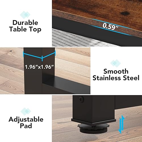 Miniatura 8 de Tribesigns Conference Table 6FT Meeting Seminar Table Rectangular Meeting Room Table 787L x 354W x 303H Rustic BrownBlack