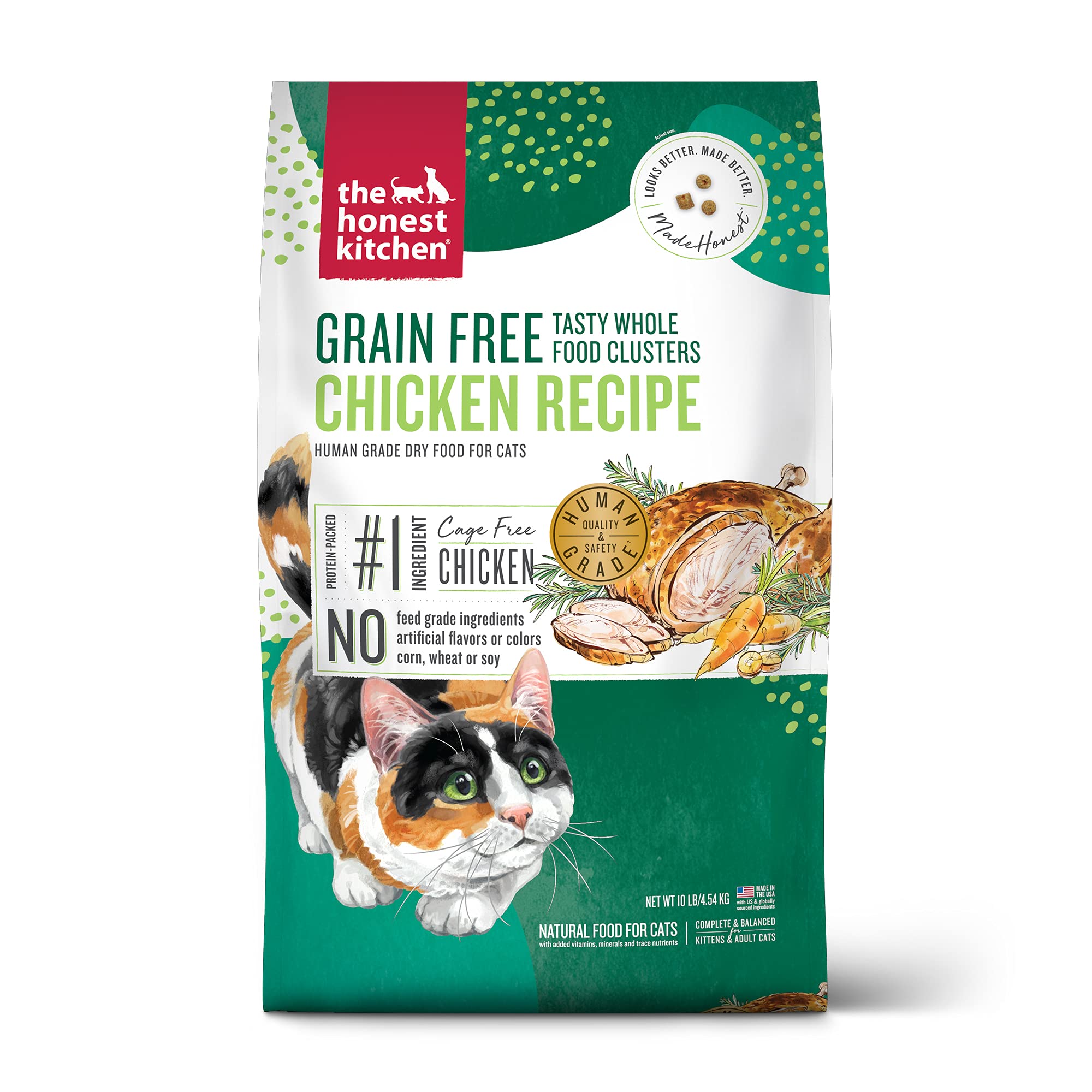 The Honest Kitchen Whole Food Clusters Grain Free Chicken Dry Cat Food, 10 lb Bag