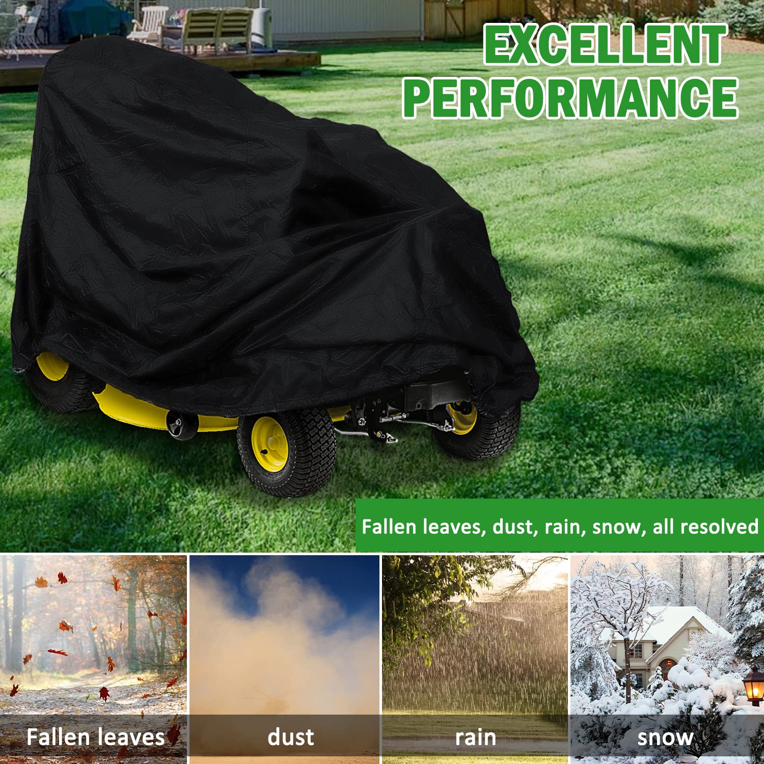 Funda protectora de doble capa para cortacésped John Deere X300 - X700 Series hecha de poliéster Oxford 330D grueso y resistente, repuesto para LP93647