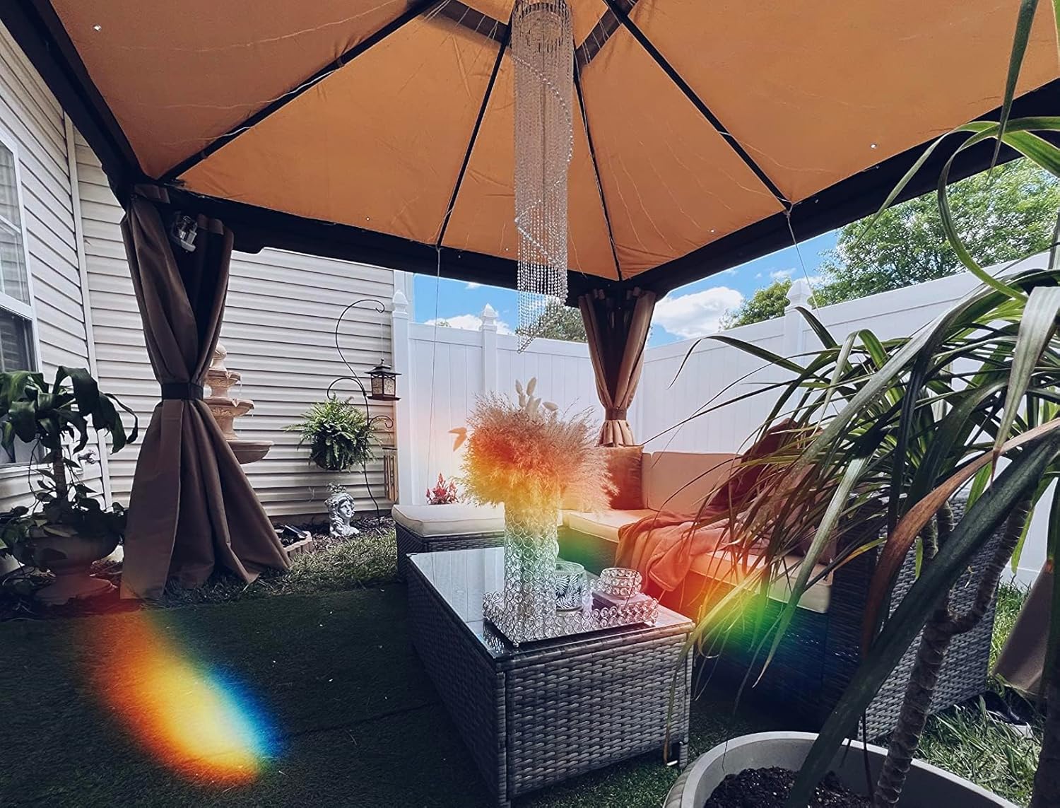 FlavorThings Faux Crystal Sparkling Iridescent Spiral Beaded Chandelier,Swirling Chandelier Great idea for Wedding Centerpieces Decorations and Any Event Party Decor,W8.5 H48