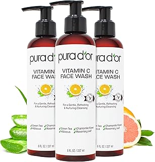 Vitamin C Face Wash (8oz x3 = 24oz) Antioxidant Rich Facial Cleanser For Radiant Glow & Even Skin Tone - Gentle, Refreshing, Nurturing, Hydrating, Sulfate & Paraben Free Formula