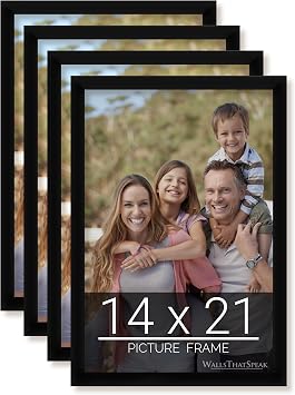 14x21 Set of 4 Black Picture Frames, Wall Decor for Art