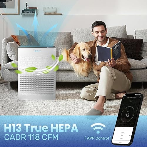 Miniatura 2 de Purificadores de aire para el hogar, habitación grande de hasta 2000 pies cuadrados con monitor de calidad del aire, recordatorio de filtro, modo de