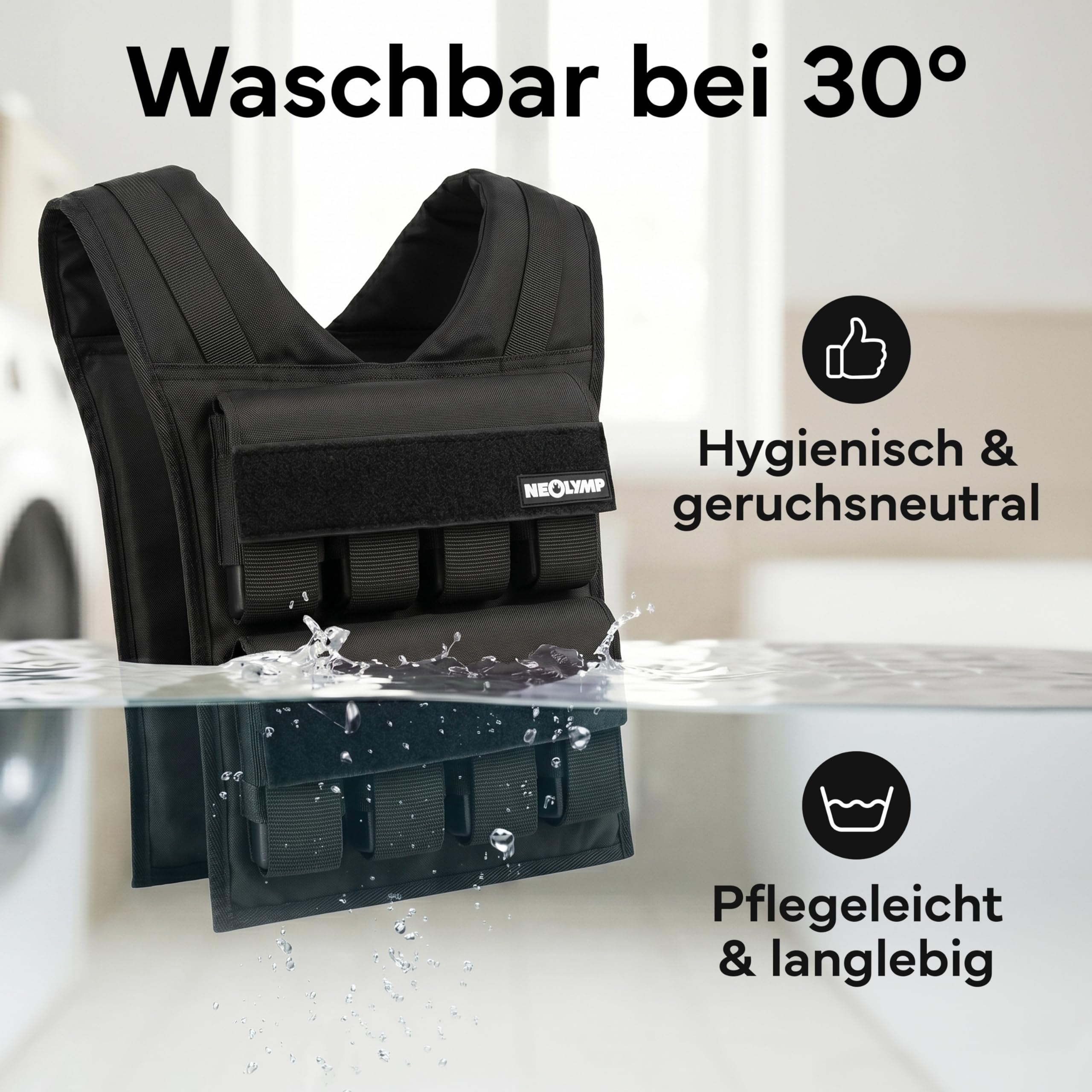 NEOLYMP Gewichtsweste 20kg – 16 Metallblöcke à 1,2kg – Stufenlos verstellbar bis 20 kg– Kein Verrutschen – Calisthenics Equipment & Krafttraining - Weight Vest – Plattenträger Weste Herren Damen